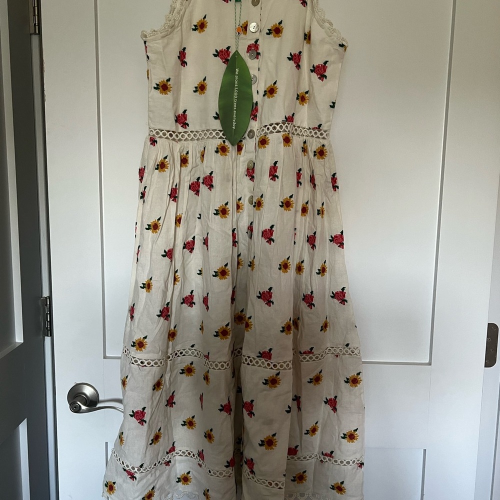FARM Rio Cream Midi Dress with Pink and Yellow Floral Print - Picture 5 of 6